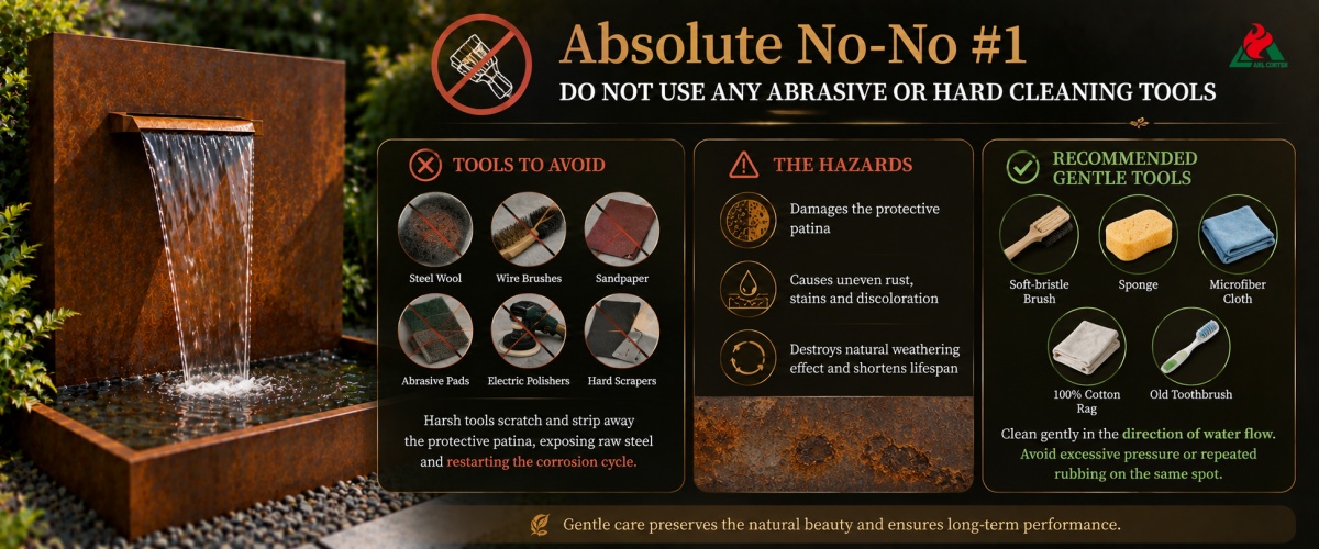 Do Not Use Any Abrasive or Hard Cleaning Tools